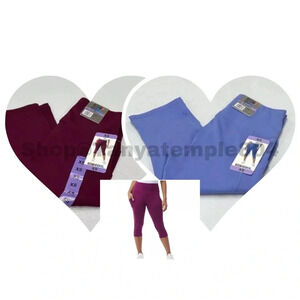 32 Degrees Cool Women's Soft Active Capri Legging Pants, Purple, Size XS 2 Pair